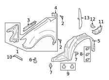 Кронштейн крыла левый Subaru Tribeca B10 2008 3.6 Бензин 