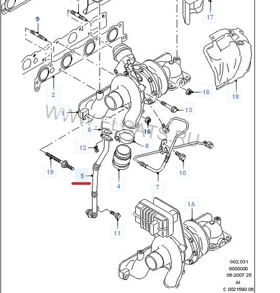 Трубка турбины маслоотводящая Ford Transit  2005 2.0 Дизель Тернополь