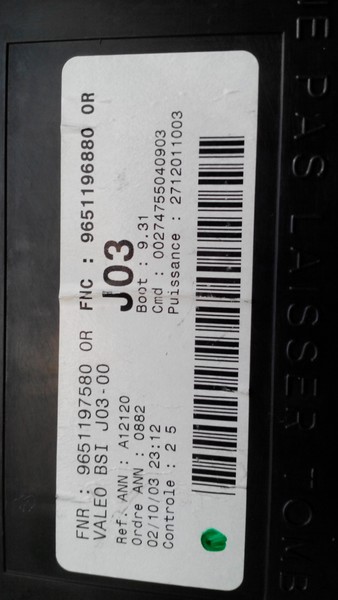 Интеллектуальный коммутационный блок BSI Peugeot 307  2004 2.0 Бензин Михайловка