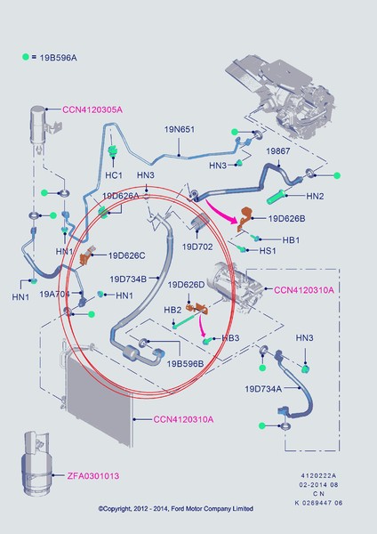 Трубка кондиционера 1883505   Ford Fiesta