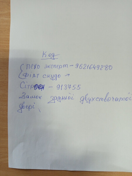 Замок двухстворчостої двері Fiat Scudo  2005 1.9 Дизель 