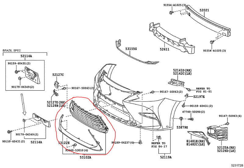 Решетка бампера Lexus ES  2016 2.5 Бензин Одесса