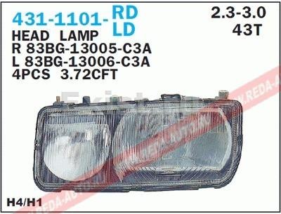 Основная фара в сборе 6 096 974   Ford Sierra