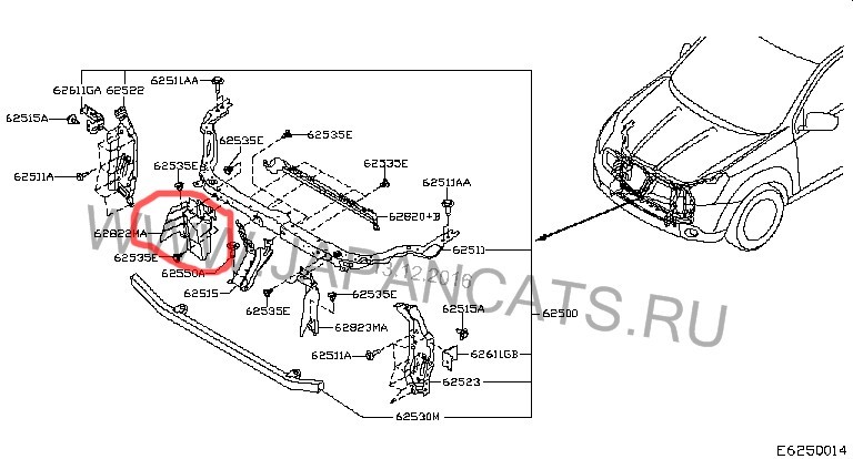 Дефлектор радіатора 62822-BR20A   Nissan Qashqai