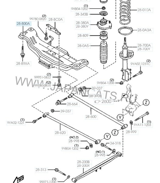 Опорная балка задней подвески Mazda Premacy  2003 2.0 Бензин Киев