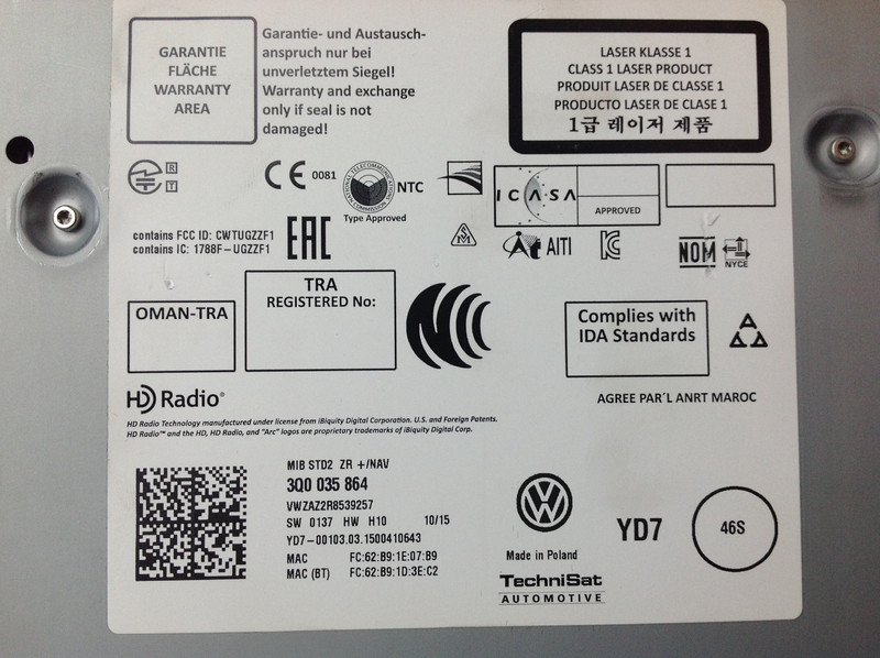 Штатная магнитола Volkswagen Passat B8 2015 г.  1.6 л дизель Полтава