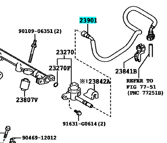 Топливная трубка 23901-28340   Toyota RAV4