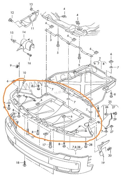 Защита двигателя 8E0 863 821 AR   Audi A4