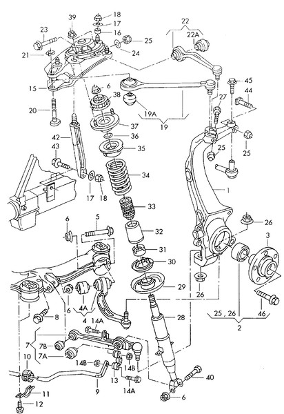 Левый поворотный кулак Audi A8 D2  2000 4.2 Бензин Киев