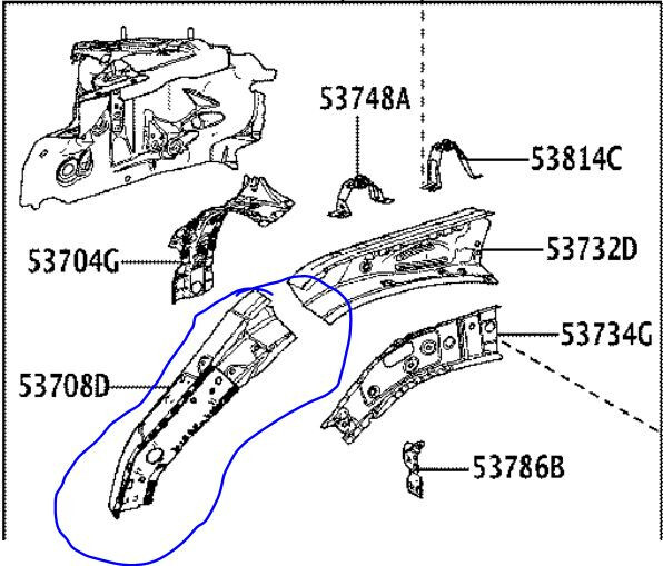 Фартух переднього лівого колеса Toyota Venza  2021 2.5 Гибрид 