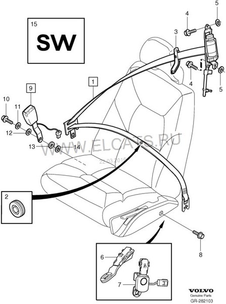 Заслонка ремня безопастности Volvo XC70  2005 універсал 2.5 Бензин 