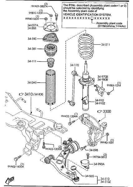 Пружина передняя B32T-34-011C   Mazda 3