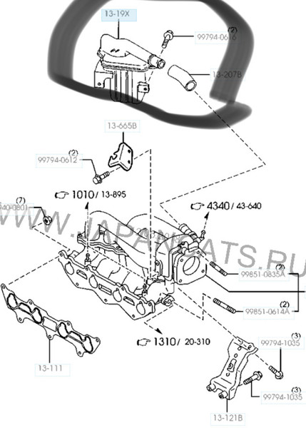 Резонатор воздушного фильтра Z501-13-19XB   Mazda 323