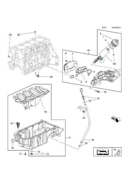 Корпус масляного фільтра 56 50 364   Chevrolet Cruze, Opel Astra, Opel Vectra, Opel Zafira