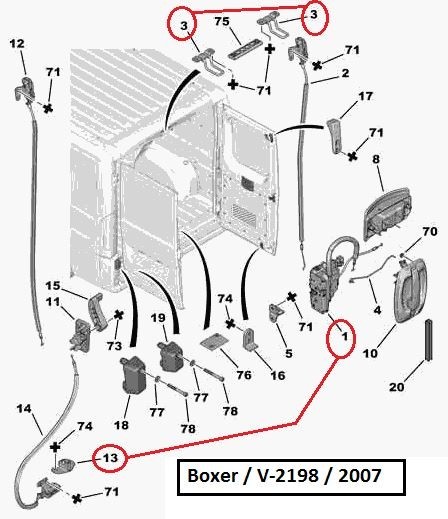 Замок дверей задніх 1345728080   Citroen Jumper, Fiat Ducato, Peugeot Boxer