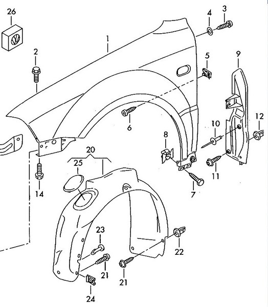 Заглушка 3B0 809 967   Skoda Superb, Volkswagen Passat