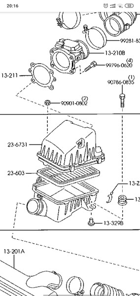 Корпус повітряного фільтра у зборі Mazda 626 GF 1998 2.0 Бензин 