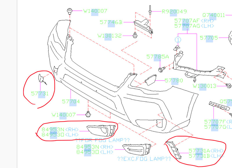 Заглушки в бампер Subaru Forester SJ  2014 2.0 Бензин Киев
