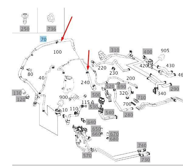 Патрубки системы охлаждения A2225014300   Mercedes S-Class