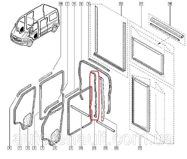 Ущільнювач задніх дверей 7700351242   Renault Master