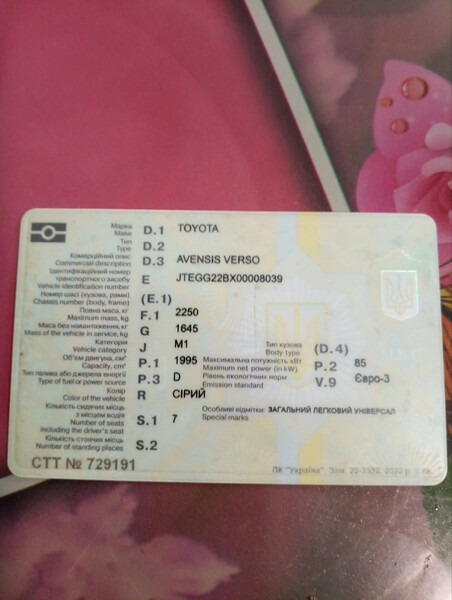 Двигатель Toyota Avensis Verso универсал 2001 г.  2.0 л дизель Ровно