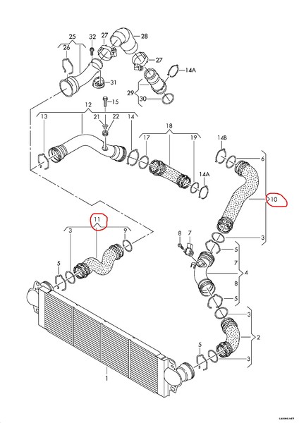 Патрубок интеркулера 7H0145980G   Volkswagen T5 (Transporter)