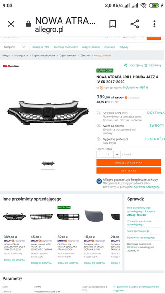 Решетка радиатора Honda FIT  2018 хэтчбек 1.5 Бензин Киев