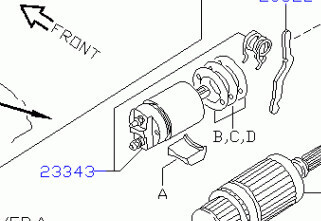 Втягивающее реле стартера 23343-57J05   Nissan Primera