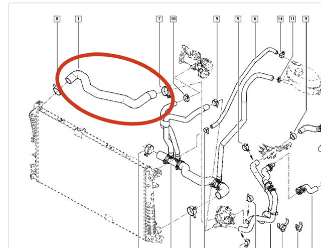 Верхній патрубок радіатора 8200831083   Opel Vivaro, Renault Trafic