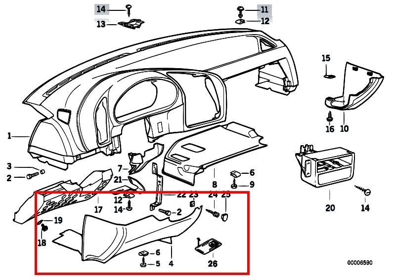 Облицовка торпеды, нижняя водительская сторона BMW 3 Series E46  2003 1.6 Бензин Київ