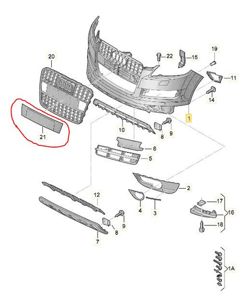 Кронштейн номерного знака Audi Q7 2014 р.  3.0 л дизель Вінниця