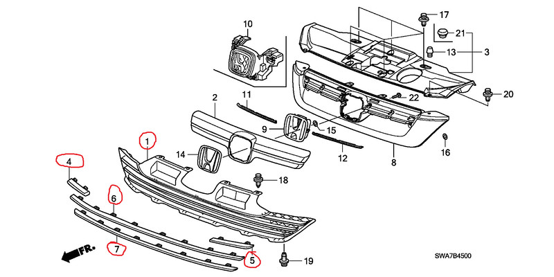 Решетка радиатора нижняя 71121-SWA-003   Honda CR-V
