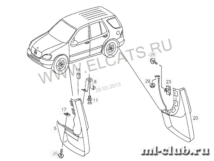Скоба крепления бризговика Mercedes-Benz M-Class 350 2004 универсал 3.7 Бензин Киев