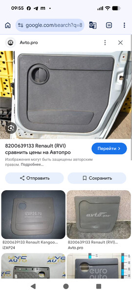 Карта двери Renault Kangoo 2011 г.  Ровно