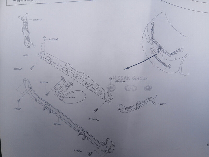 Распорка от замка к усилителю бампера Nissan Rogue  2015 2.5 Бензин Запорожье