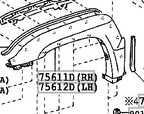 Накладка крыла переднего левого 7561260150C0   Lexus GX