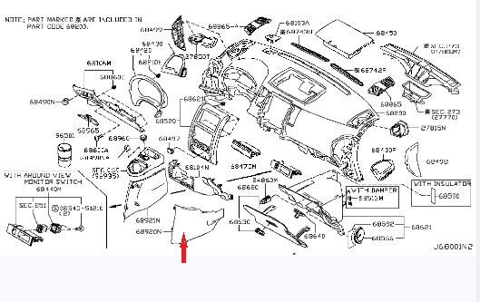 Накладка салону центральної консолі справа знизу Nissan X-Trail T31  2013  Дизель Одесса