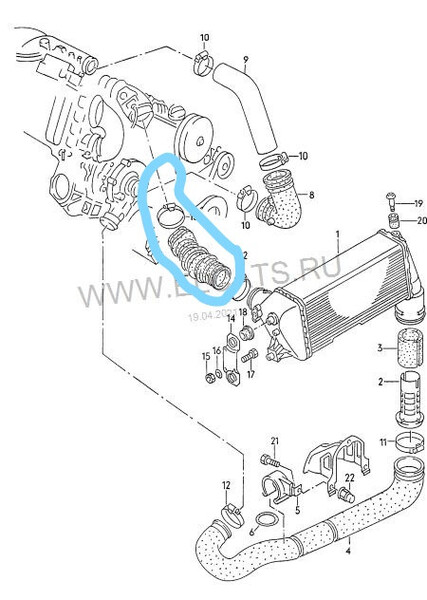 Гофра интеркулера Audi 100 переходная модель 1990 універсал 2.2 Бензин 