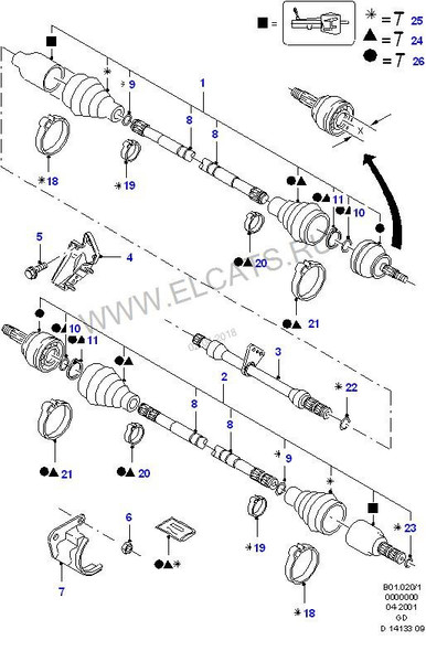 Правый приводной вал с подвесным подшипником и внутренним шрусом Ford Mondeo 2  1997 універсал 1.8 Дизель Краматорськ