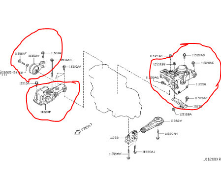 Подушка двигуна 11220-JG31B   Nissan Rogue, Nissan X-Trail