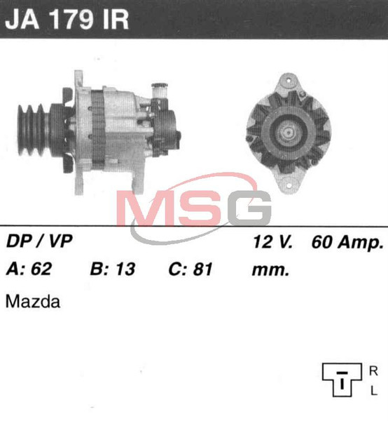 Генератор JA179IR   Mazda 626