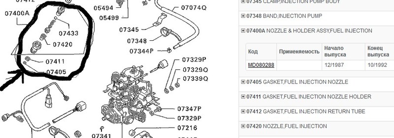 Форсунки в сборе Mitsubishi Galant 6  1989 1.8 Дизель Черновцы