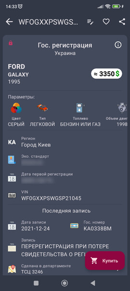 Зеркало боковое Ford Galaxy  1996 универсал 2.0 Бензин 