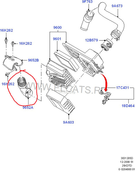 Патрубок воздушного фильтра Ford Kuga  2010 2.5 Бензин Одесса