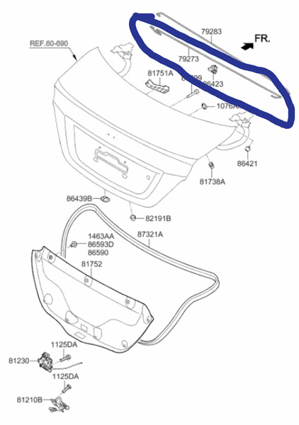 Торсіон кришки багажника Hyundai Accent  2008 