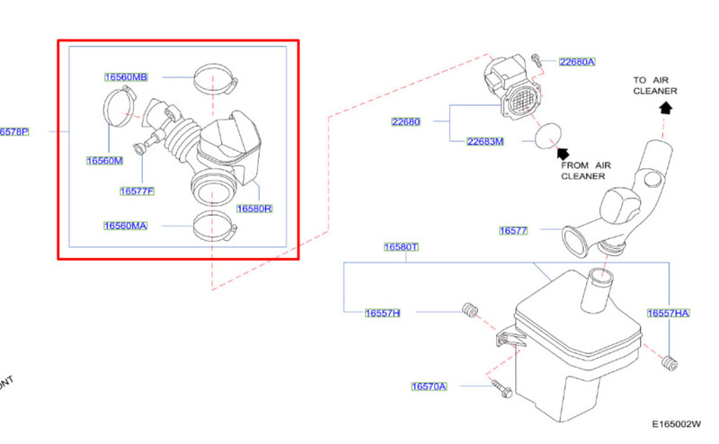 Патрубок воздушного фильтра 16578-AU000   Nissan Primera