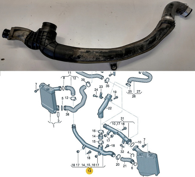 Патрубок интеркулера Volkswagen Touareg  2012 3.0 Дизель Днепр