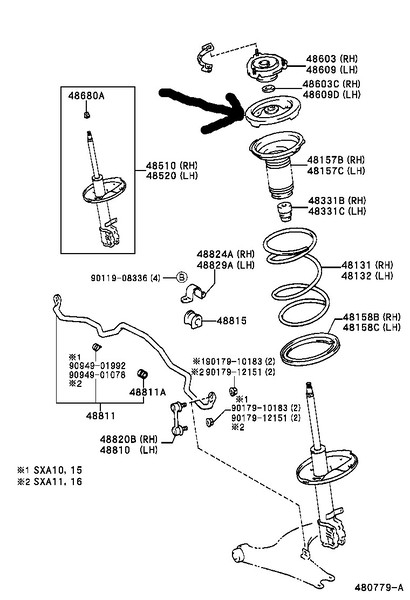 Седло передней спиральной пружины, верхний правый 48044-32030   Toyota RAV4