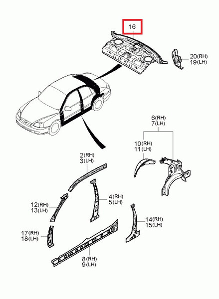 Задняя полка металлическая Kia Rio  2003 1.6 Бензин Одесса
