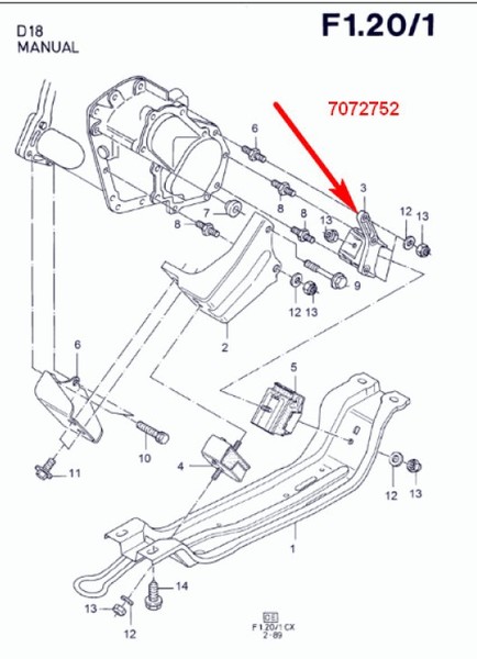 Опора кпп, кронштейн Ford Fiesta MK3  1995 1.8 Дизель Днепр